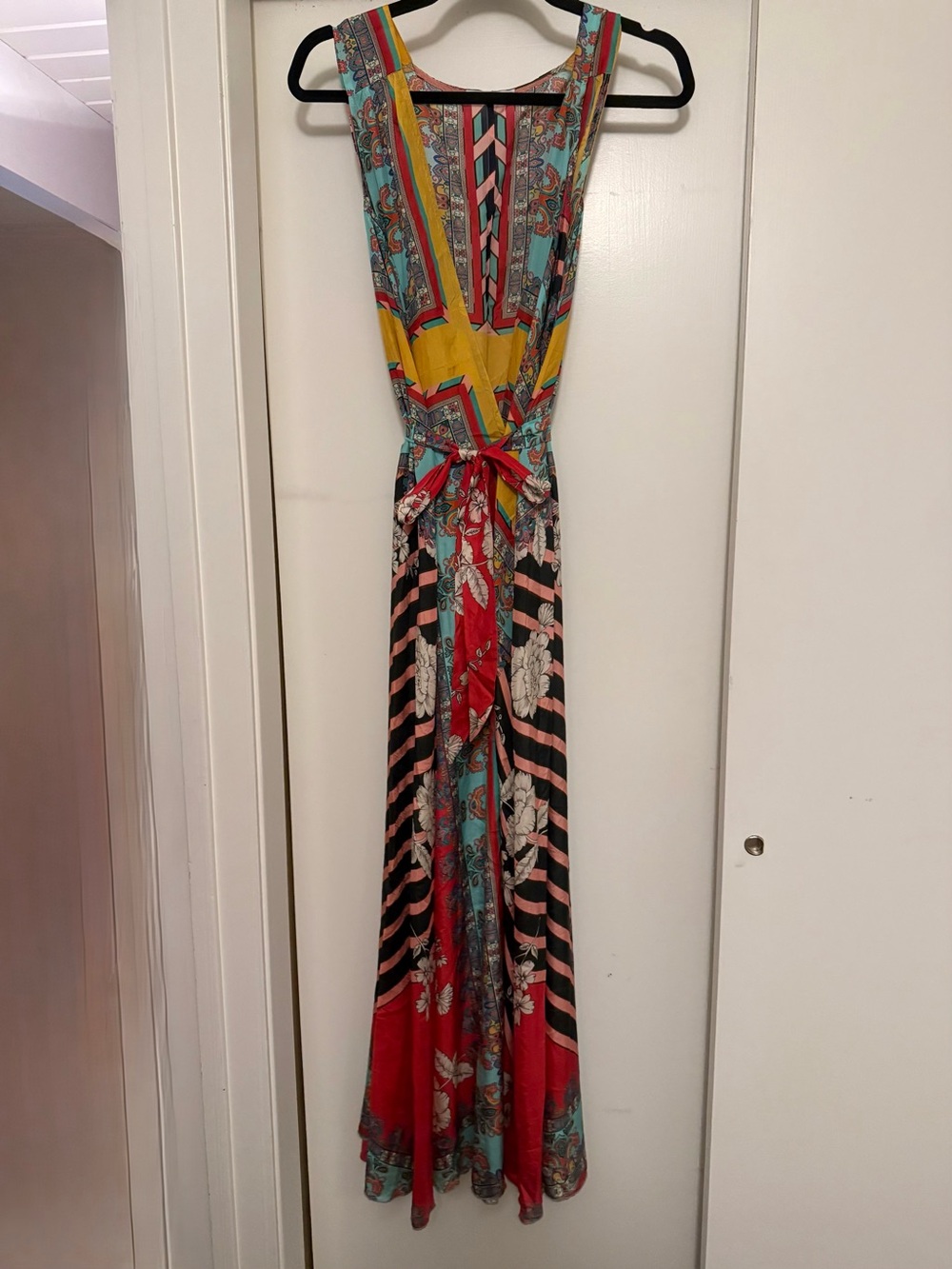 Johnny Was Lapis Alexis Silk Maxi -Sleeveless Multi-Color Printed Dress